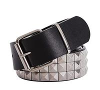 COOKOE Cinturón retro gótico brillante pirámide remache para hombres y mujeres con tachuelas punk rock con hebilla de pin