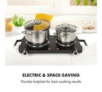 Cookorama Placa de cocción doble de 1900-2250 W 150/180 mm Ø 5 potencias Negra Klarstein