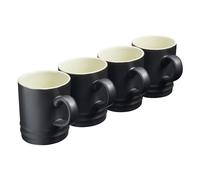 Cooks Professional Juego de 4 tazas de cerámica duradera, 350 ml, color negro mate