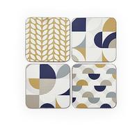 Cooksmart Bauhaus Geo - Juego de 4 Posavasos de Corcho ecológico de diseño británico para hogares Modernos, Posavasos para Bebidas para Todo Tipo de Tazas y Tazas