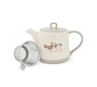 Cooksmart Hen House Lane - Tetera con infusor | Tetera estilo granja de diseño británico | Gres en relieve con cuerpo acanalado | Utensilios de cocina rústicos | Apto para lavavajillas y microondas