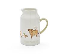 Cooksmart Jarra de leche de 1 pinta de diseño británico, jarra de leche de cerámica para todo tipo de cocinas, jarra de cerámica tradicional para leche o crema, granja de ranúnculo