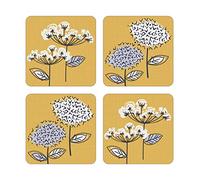 Cooksmart Paquete de 4 Posavasos de Corcho ecológico de diseño británico para hogares Modernos | Posavasos para Bebidas para Todo Tipo de Tazas y Tazas - Retro Meadow