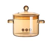 Cooktop Simmer Pot - Glass Heat-Resistant Clear Cookware, Borosilicate Stewing Pot with Cover, Transparent Milk Pan, Pasta Soup Boiler, Microwave Safe Saucepan for Home Kitchen Cooking
