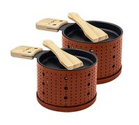 COOKUT - Lumi - Raclette con vela - Derrite tu queso en 3 minutos - Noche de raclette, fondue de queso, picnic - Incluye espátula de madera - Paquete de 2 - Terracota