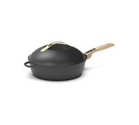 COOKUT - Sartén 8 en 1-24 cm - Cazuela - 3.4 L - Negro - Antiadherente - Sin PFOA - 2 Asas Extraíbles - Cesta de Vapor/Freír - Espátula de Madera - METEORE