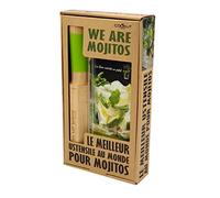 COOKUT - Set de regalo We are Mojito - La herramienta Mojito del mundo - Haz deliciosos mojitos caseros - Herramienta 4 en 1 - Paquete de 2 pajitas de vidrio y 1 libro de recetas