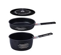 Cookware de camping, 1 juego de herramientas de cocina con mango extraíble, ligero y antiadherente, ideal para familia, parejas, supervivencia, excursiones, viajes a la playa, verde militar/negro