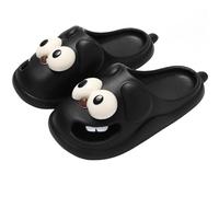 cookx Tongue Kiss Slippers,Big Eye Dog Slipper,Cute Soft Thick Sole 3d Big Eye Dog Slides For Women (41,Black)