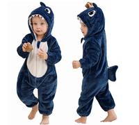 COOKY.D Bebé Animal con Capucha con Cremallera Mono Recién Nacido Niños Niñas Franela Niños Pequeños Ropa De Abrigo,Tiburón Azul 24-30 Meses