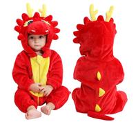 COOKY.D Bebé Animal con Capucha con Cremallera Mono Recién Nacido Niños Niñas Franela Niños Pequeños Ropa De Abrigo,Dragón 3-6 Meses