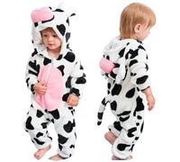 COOKY.D Bebé Recién Nacido con Capucha Pelele de Franela Otoño Invierno Mono de Manga Larga s para Bebé Niñas Niños,30-36 Meses,Vaca