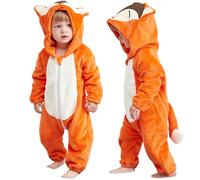 COOKY.D Bebé Recién Nacido con Capucha Pelele de Franela Otoño Invierno Mono de Manga Larga s para Bebé Niñas Niños,6-12 Meses,Zorro