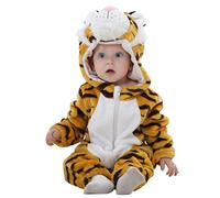 COOKY.D Bebé Recién Nacido con Capucha Pelele de Franela Otoño Invierno Mono de Pijama Mono de Manga Larga Pijamas para Bebé Niñas Niños,12-18 Meses,Tigre