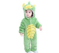 COOKY.D Mameluco con Capucha para Bebé Niña Niño Recién Nacido Otoño Invierno Traje de Flanela Animal Pijama,Disfraz Verde 2-6 Meses