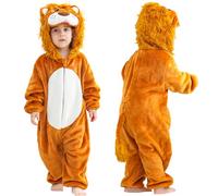 COOKY.D Mono de Animal para Bebé Niños Pequeños Ajuste Holgado Halloween de Franela Enterizo Traje de Juego Niños Niñas Conjuntos con Capucha,León,30-36 Meses