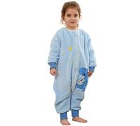 COOKY.D Saco de Dormir Unisex de Franela para Bebés Niños y Niñas con Mangas Largas y Piernas Dibujos Animados Cremallera Triple Manta Usable,Dinosaurio 4-5 Años