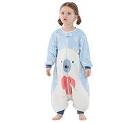 COOKY.D Sacos de Dormir de Manga Larga para Bebés con Pies Niños Niñas Animal Todas Las Estaciones Manta Usable,Oso 5-6 Años