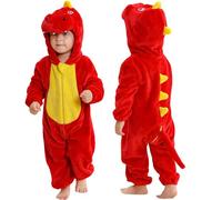 COOKY.D Traje de Cosplay de Halloween para Bebé Unisex con Capucha y Estampado de Animales, Dinosaurio Rojo 18-24 Meses