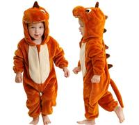 COOKY.D Traje de Cosplay de Halloween para Bebé Unisex con Capucha y Estampado de Animales, Naranja Dinosaurio 12-18 Meses