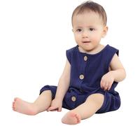 COOKY.D Unisex Recién Nacido Bebé Niños Algodón Sin Mangas Mameluco Traje de Verano Ropa de Bebé Niñas Conjuntos Bodysuit 3-6 Meses, Azul Marino