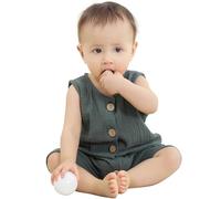 COOKY.D Unisex Recién Nacido Bebé Niños Algodón Sin Mangas Mameluco Traje de Verano Ropa de Bebé Niñas Conjuntos Bodysuit 12-18 Meses, Verde