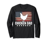 Cool 4th of July Chicken Dad Patriotic American Flag Party Manga Larga