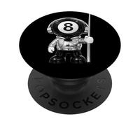 Cool 8 Ball Robot, Modern Pool Black 8 Street Art Design PopSockets PopGrip Adhesivo