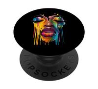 Cool African Woman Afro Color Painted Face Juneteenth Vibes PopSockets PopGrip Adhesivo