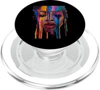 Cool African Woman Afro Color Painted Face Juneteenth Vibes PopSockets PopGrip para MagSafe