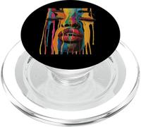 Cool African Woman Afro Color Painted Face Juneteenth Vibes PopSockets PopGrip para MagSafe