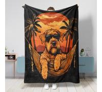 Cool Airedale Terrier - Manta de perro de 50 x 60 pulgadas, divertida palmera tropical, cálida, mullida, acogedora manta de franela para dormitorio, camping, viajes, decoración de sofá para mascotas
