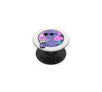 Cool Alien Drinking Summer Juice Illustration Graphic Design PopSockets PopGrip Adhesivo