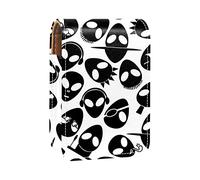 Cool Alien Pattern Lip Gloss Holder Estuche portátil Mini Lipstick Storage Box Travel Lipstick Organizador Case con espejo para mujer, Varios colores, 9.5x2x7 cm/3.7x0.8x2.7 in