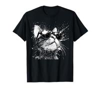 Cool American Shorthair Cat con Tonos Redondos Grunge Estilo A Camiseta