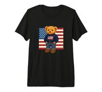 Cool American USA Teddy Bear Illustration Graphic Designs Camiseta Premium