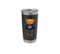 Cool American USA Teddy Bear Illustration Graphic Designs Vaso térmico de acero inoxidable de doble pared