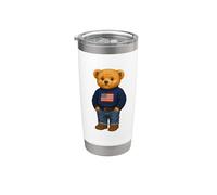 Cool American USA Teddy Bear Illustration Graphic Designs Vaso térmico de acero inoxidable de doble pared