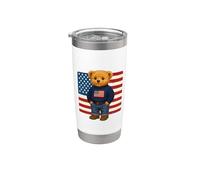 Cool American USA Teddy Bear Illustration Graphic Designs Vaso térmico de acero inoxidable de doble pared
