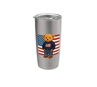 Cool American USA Teddy Bear Illustration Graphic Designs Vaso térmico de acero inoxidable de doble pared