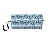 Cool Animal - Estuche de almacenamiento portátil con estampado de oso polar blanco, bolsa organizadora con cremallera para arreglos ordenados