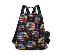 Cool Animal Stars - Mochila negra para mujer con bolsillo antirrobo, diseño de impresión completa, mochila informal para viajes, compras, 17 L