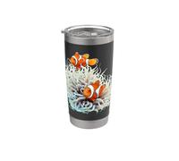 Cool Aquarium Pez Payaso Tropical Coral Reef Fish Fisher Gift Vaso térmico de acero inoxidable de doble pared