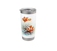 Cool Aquarium Pez Payaso Tropical Coral Reef Fish Fisher Gift Vaso térmico de acero inoxidable de doble pared