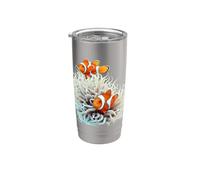 Cool Aquarium Pez Payaso Tropical Coral Reef Fish Fisher Gift Vaso térmico de acero inoxidable de doble pared
