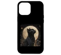 Cool Art Graphic Gato Negro con Luna Carcasa para iPhone 12 Pro MAX