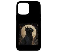 Cool Art Graphic Gato Negro con Luna Carcasa para iPhone 13 Pro MAX