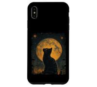 Cool Art Graphic Gato Negro con Luna Carcasa para iPhone XS MAX