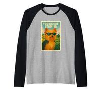 Cool Art Minimalista Impresión Pop Art Yorkshire Terrier Camiseta Manga Raglan
