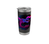 Cool Artistic Dragón Respirando Fuego Mágico Dragones Míticos Vaso térmico de acero inoxidable de doble pared